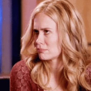 Blonde actress glare