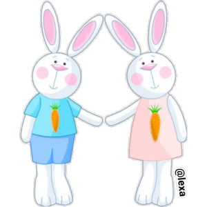 Bunny couple holding hands
