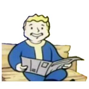 Smiling newspaper guy