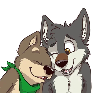 Happy wolf friends
