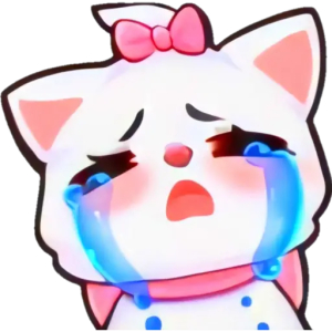 Crying cat with bow
