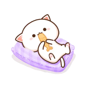 Relaxing Cat with Snack