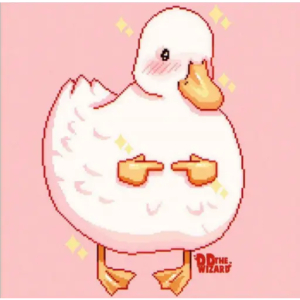 Blushing Duck with Finger Guns