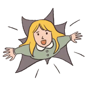 Bursting through with excitement