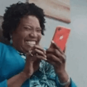 Laughing at my phone