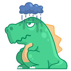 Sad Dinosaur Under a Rain Cloud