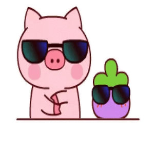 Cool pig and eggplant duo