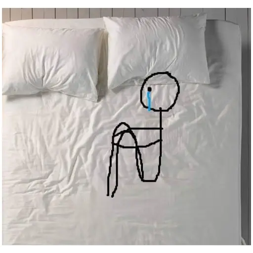 Sad Stick Figure on Bed
