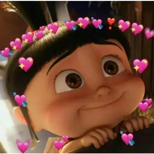 Cute Cartoon Girl with Hearts