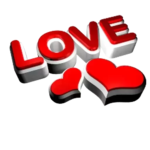 3D Love Text with Hearts