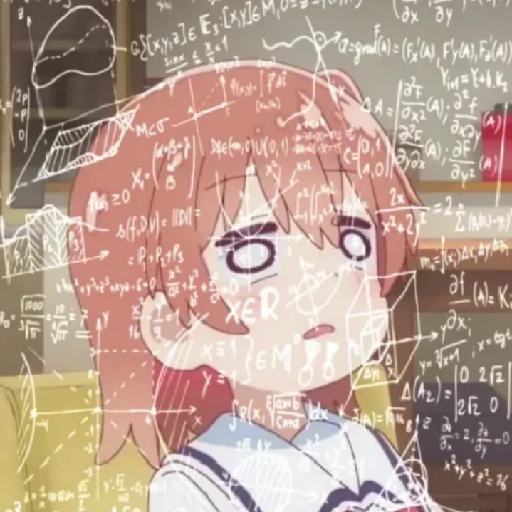 Confused Anime Girl with Math