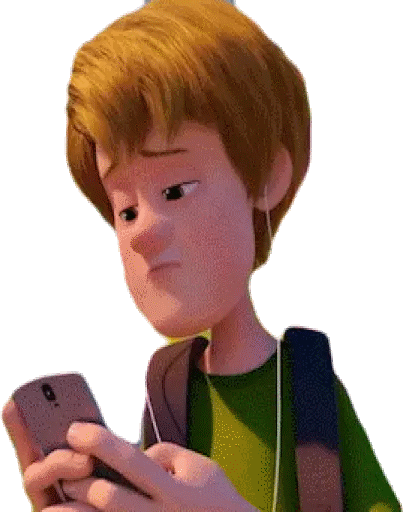 Confused Cartoon Character with Phone