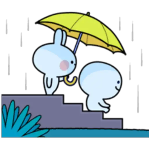 Friends in the rain