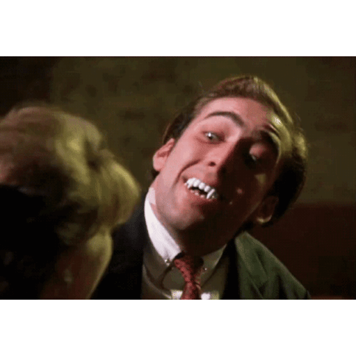 Manic vampire grin