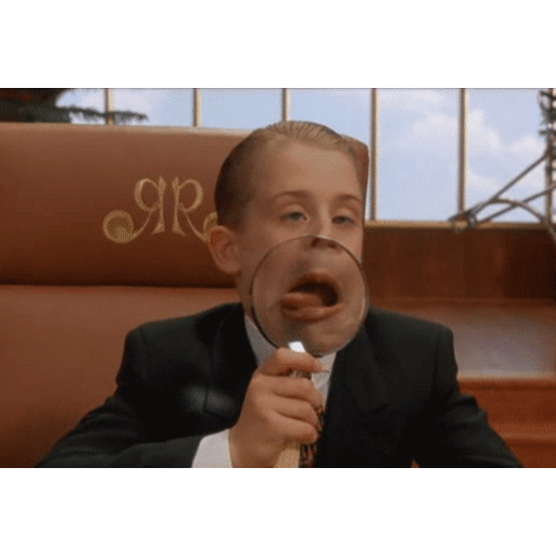 Richie Rich magnifying face