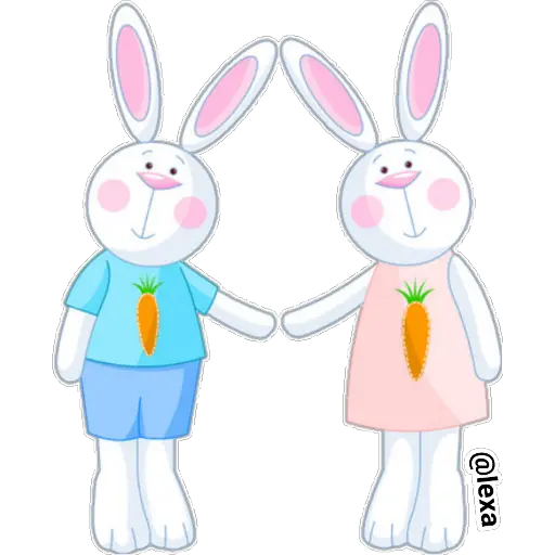 Bunny couple holding hands
