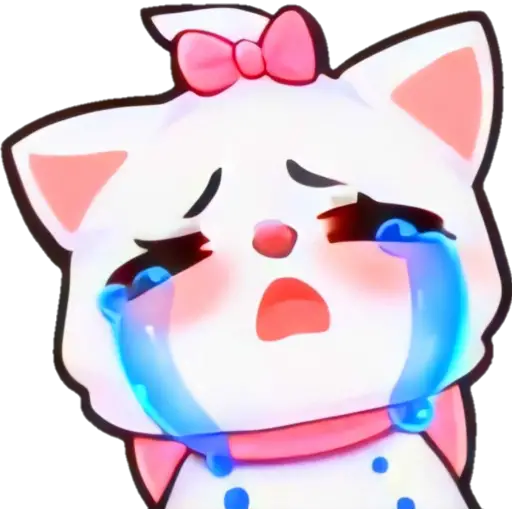 Crying cat with bow