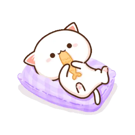 Relaxing Cat with Snack