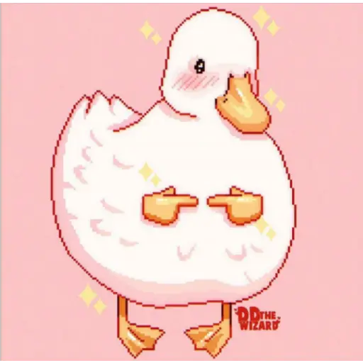Blushing Duck with Finger Guns