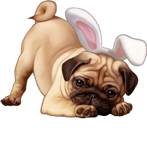Pug with Bunny Ears