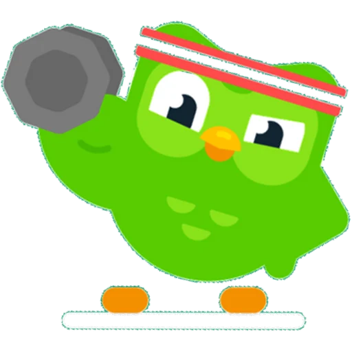 Duolingo owl hitting the gym