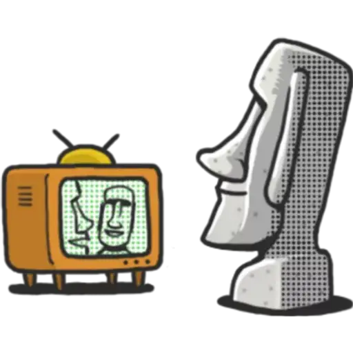 Moai watching TV
