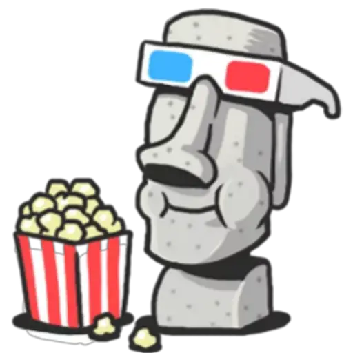 Easter Island Head Enjoying Movie Night