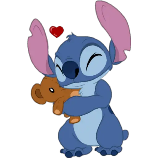 Stitch Hugging a Teddy Bear