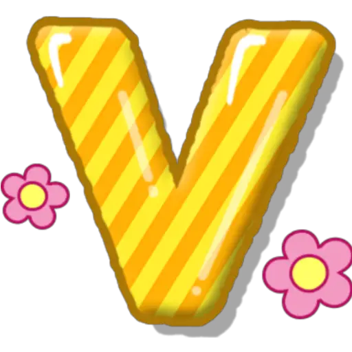 Yellow Striped V with Flowers