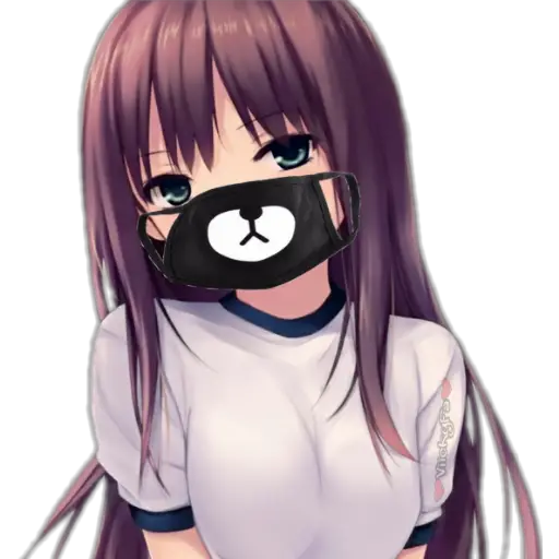 Anime Girl with Bear Face Mask