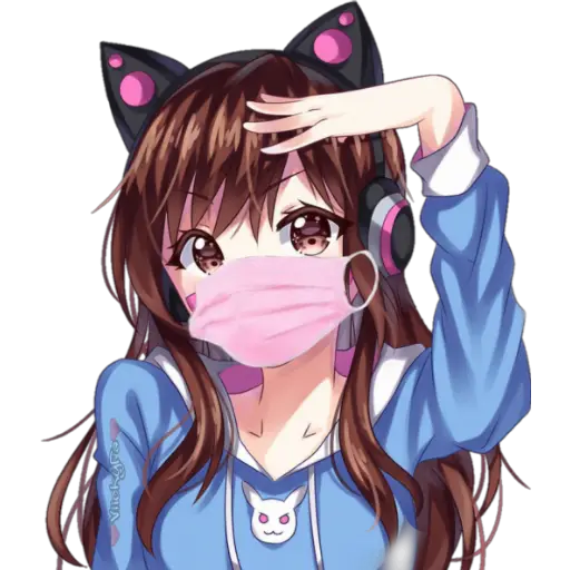 Masked Anime Girl Salute