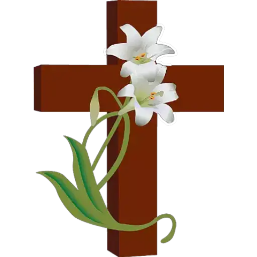 Easter Lily on Wooden Cross