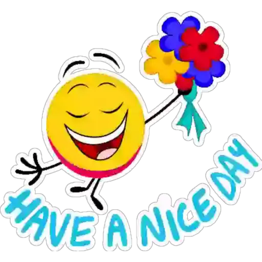 Cheerful Emoji with Flowers